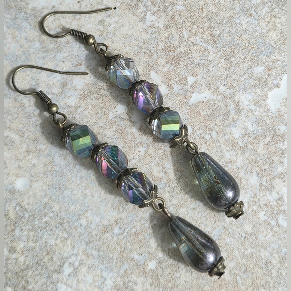 Victorian Crystal Drop Earrings, Dangle Earrings, Vintage Beads